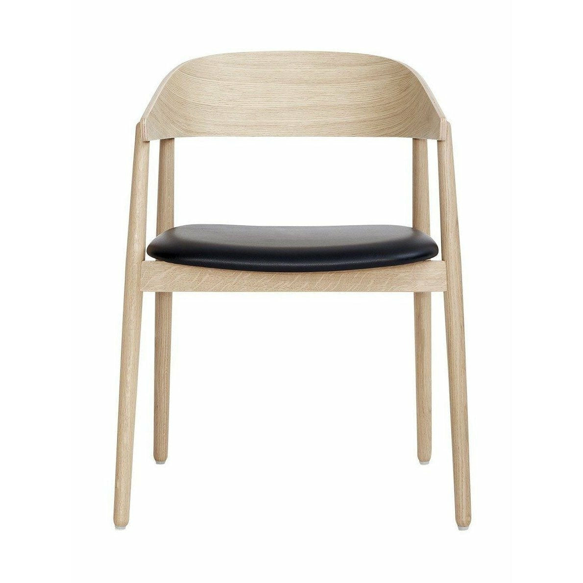 Andersen Furniture AC2 Krzesło dębowe białe pigmentowane lakierowane, czarne skórzane siedzenie