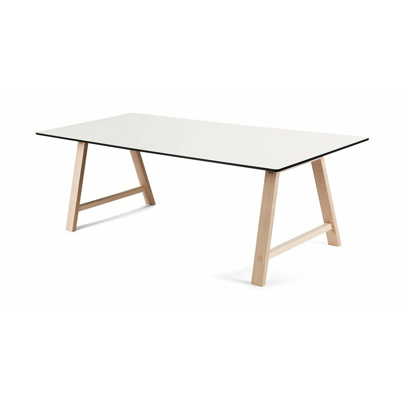 Wydłużony stół meble Andersen T1, biały laminat, dąb Soaped, 220 cm