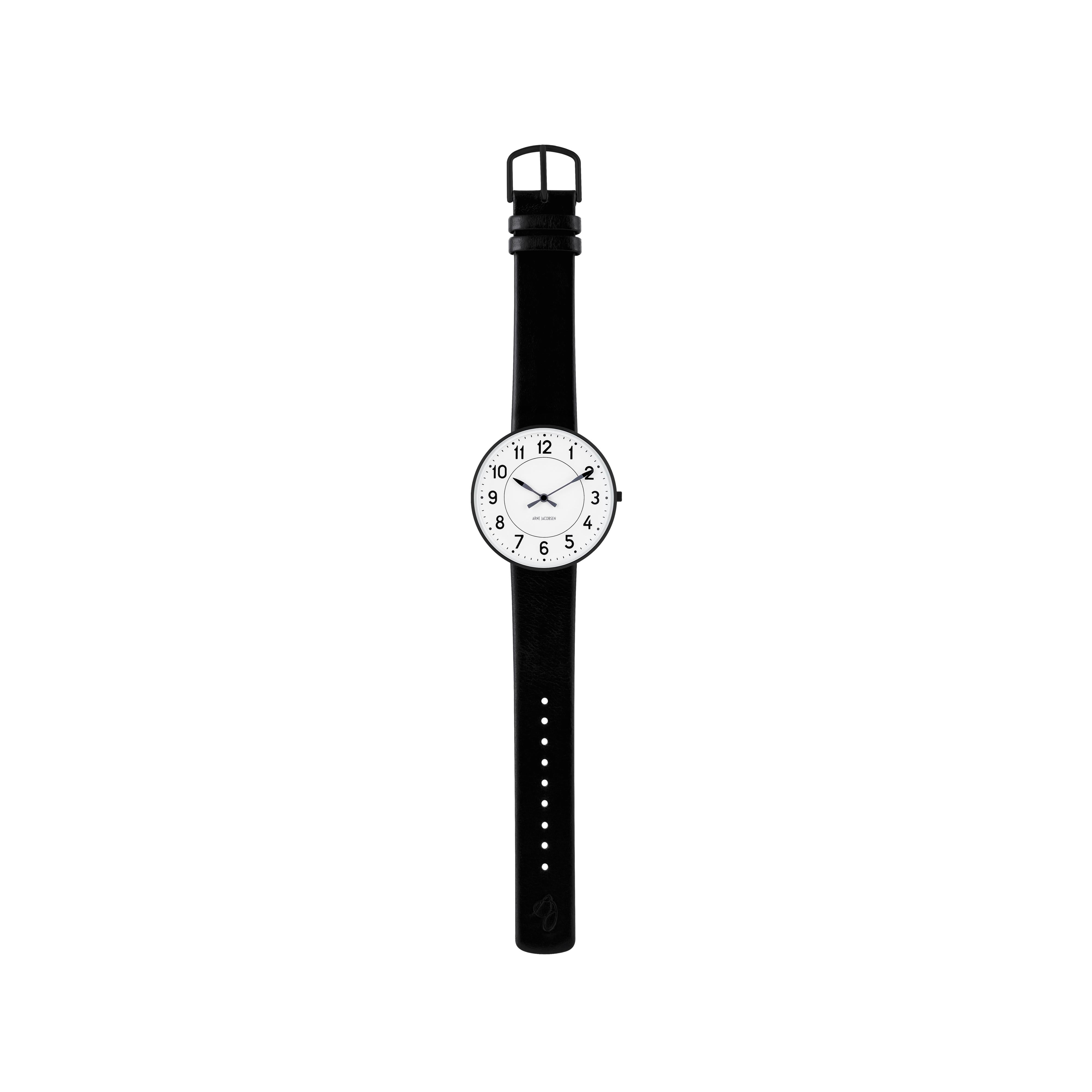 Arne Jacobsen Station zegar na rękę Ø40, czarny/czarny
