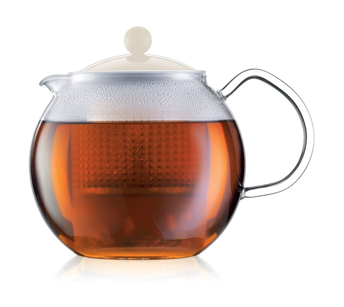 Bodum Assam Twórca herbaty ze szklanym uchwytem i kolorową kremową kremową, 1 L
