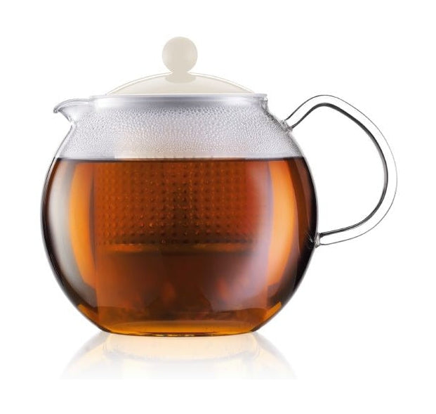 Bodum Assam Twórca herbaty ze szklanym uchwytem i kolorową kremową kremową, 1,5 l