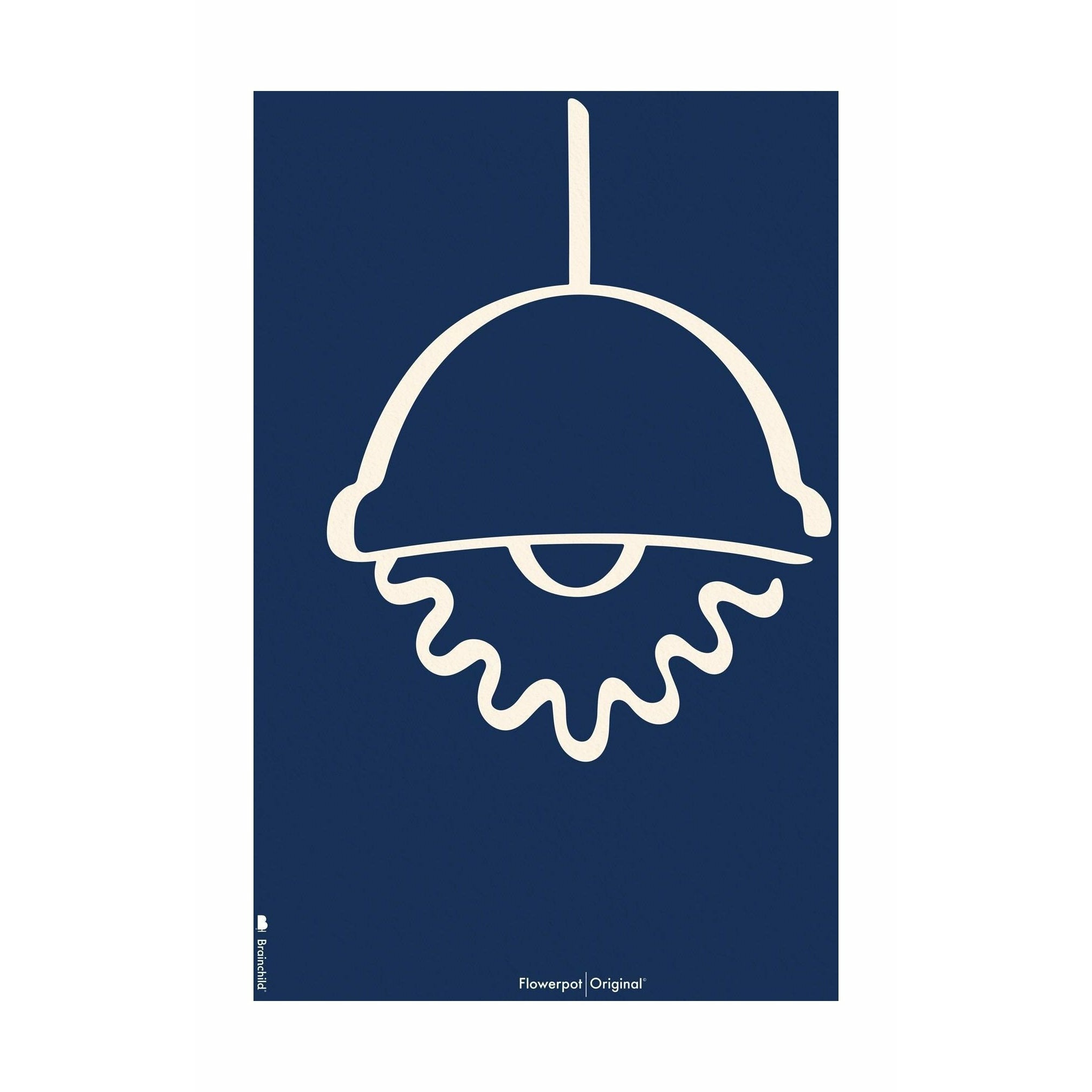 Brainchild Flowerpot Line Poster Without Frame 50x70 Cm, Blue Background