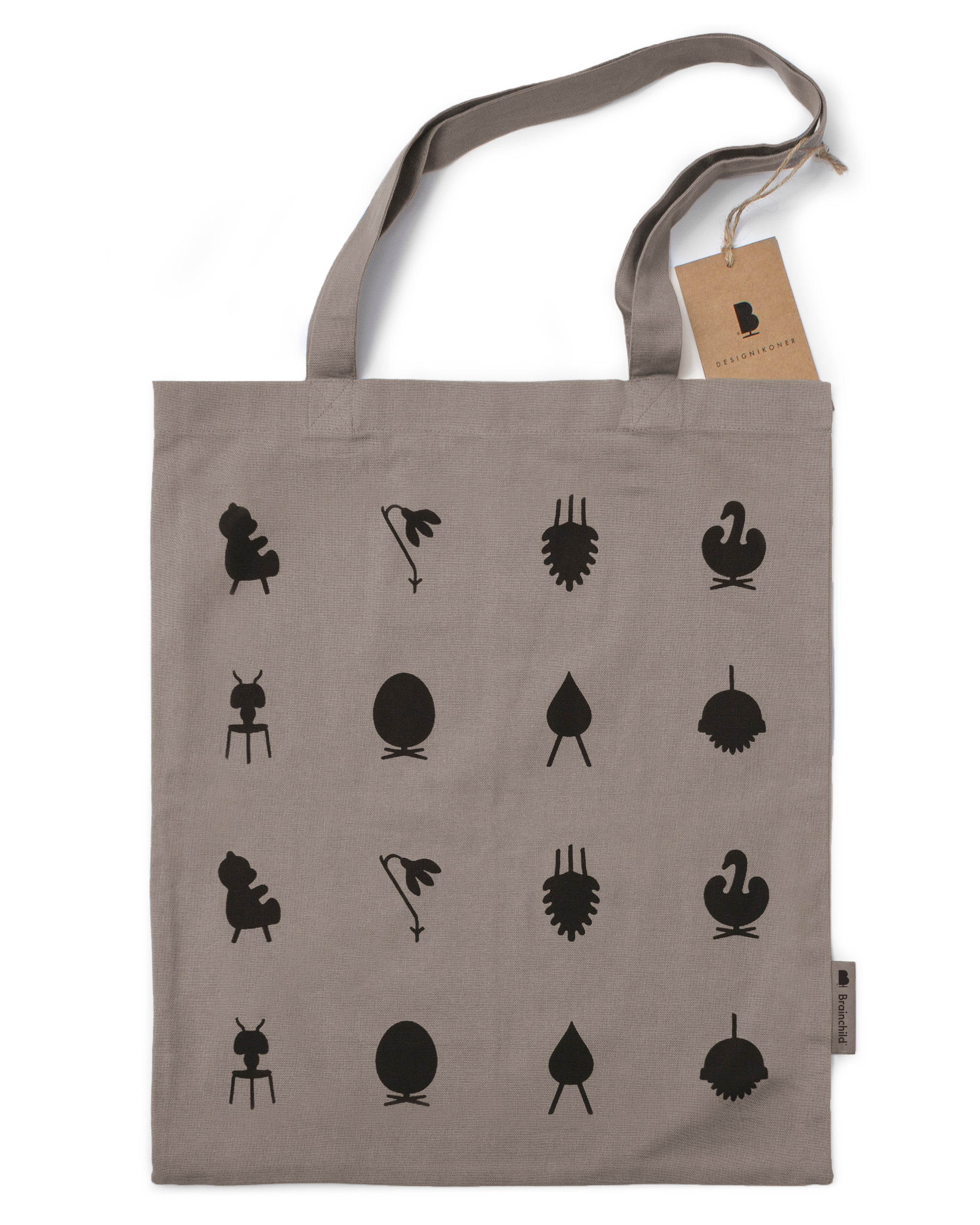 Ikony projektowania pomysłu, noszące torbę, jasnoszary
