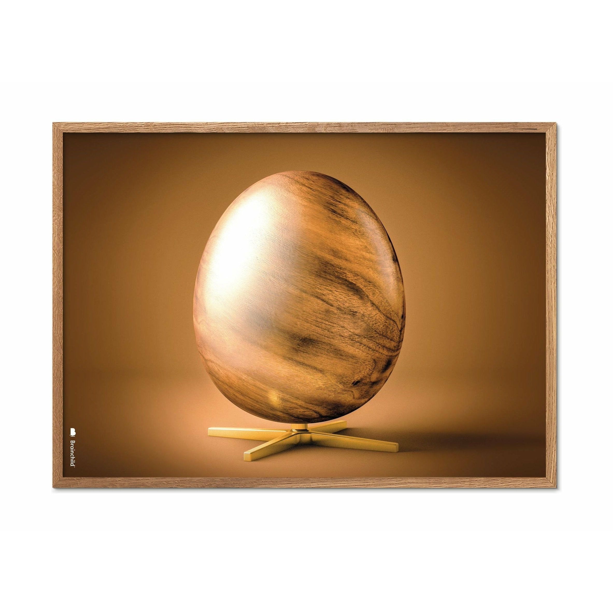 Pomysły plakat z formatu jaja, rama wykonana z jasnego drewna 30x40 cm, brązowy