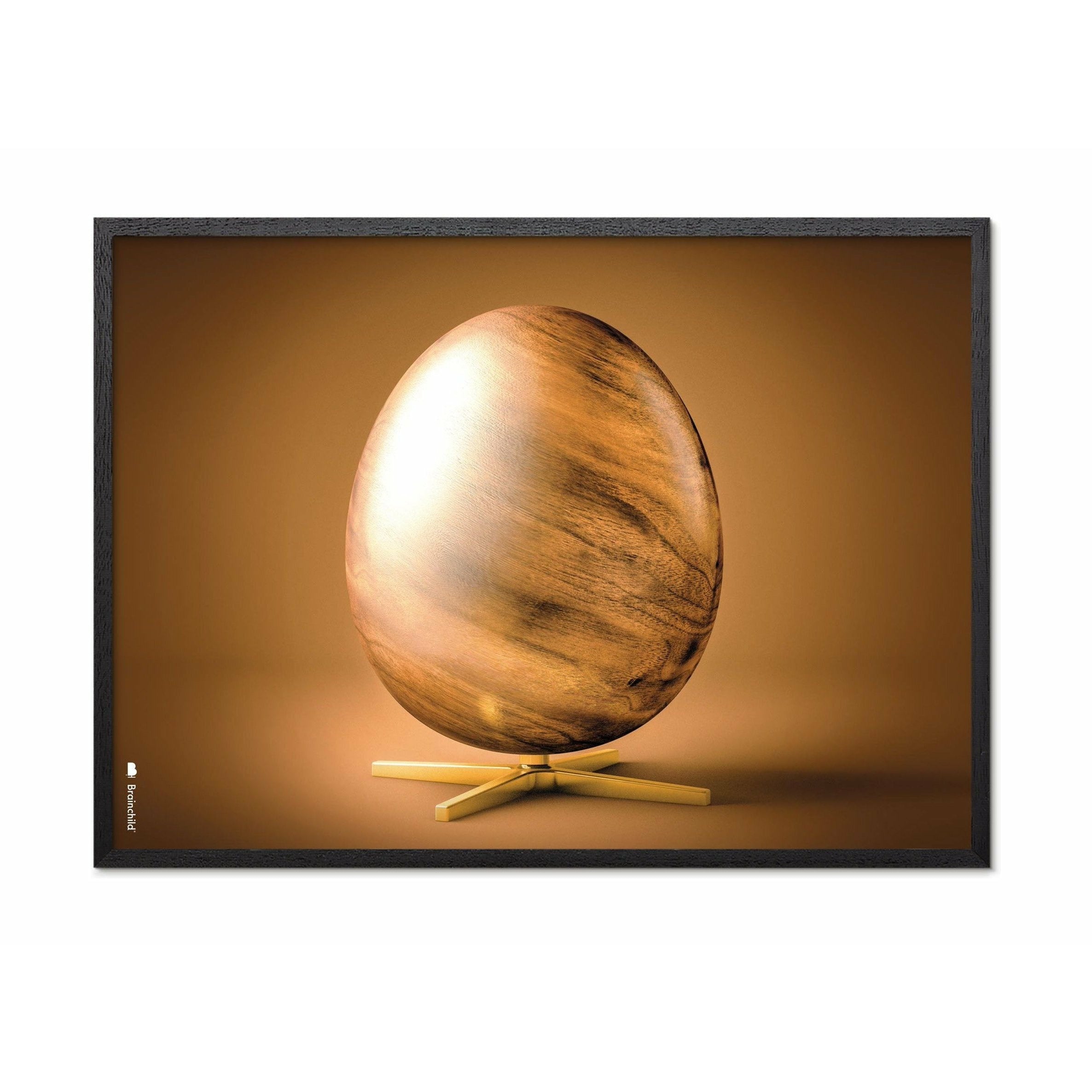Brainchild Egg Cross Format Poster, Frame In Black Lacquered Wood 30x40 Cm, Brown