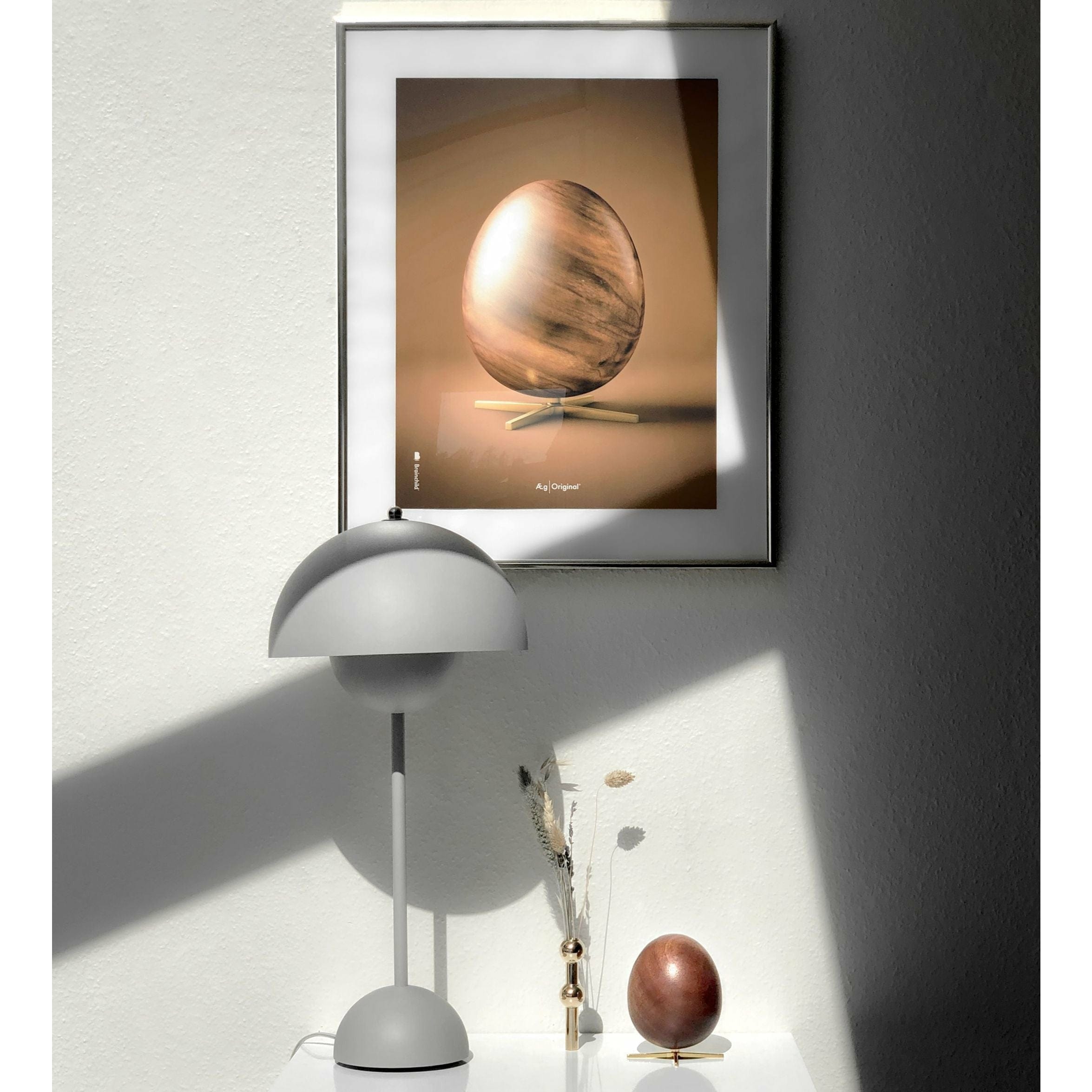 Poster z jajkiem pomysłu, mosiężna rama 70 x 100 cm, brązowy