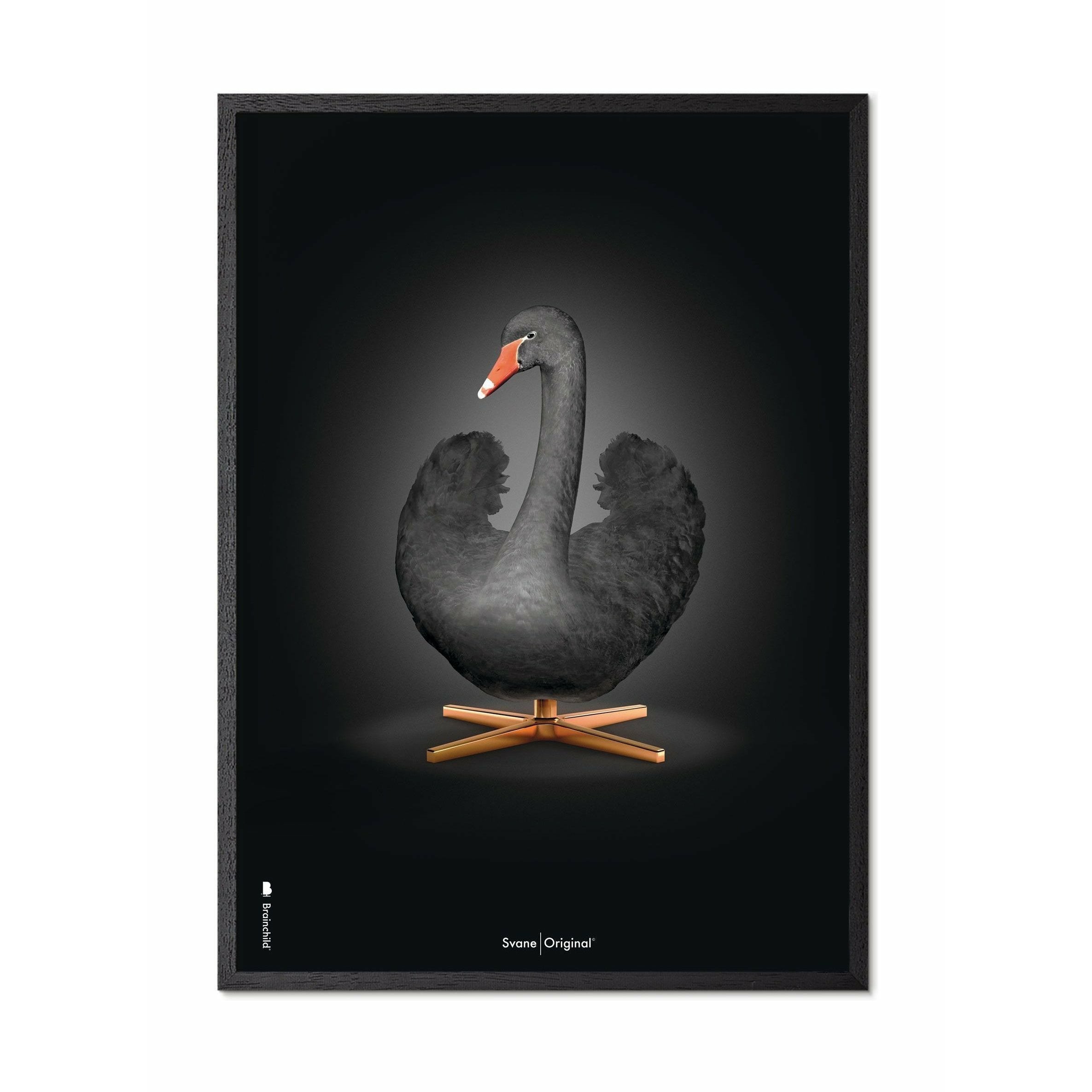 Pomysły Swan Classic Plakat, rama w czarnym lakierowanym drewnie A5, czarne/czarne tło