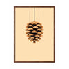 Brainchild Pine Cone Classic Poster, Dark Wood Frame A5, Sand Colored Background