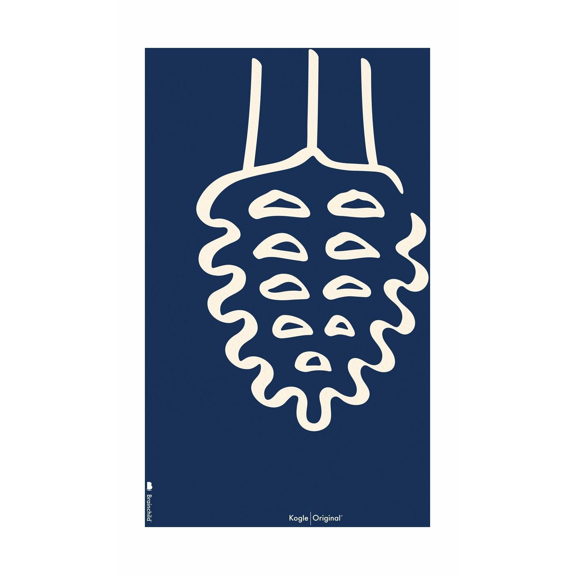 Brainchild Pine Cone Line Poster Without Frame 30x40 Cm, Blue Background