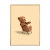 Pomysny plakat Teddy Bear, mosiężna ramka 30x40 cm, tło w kolorze piasku