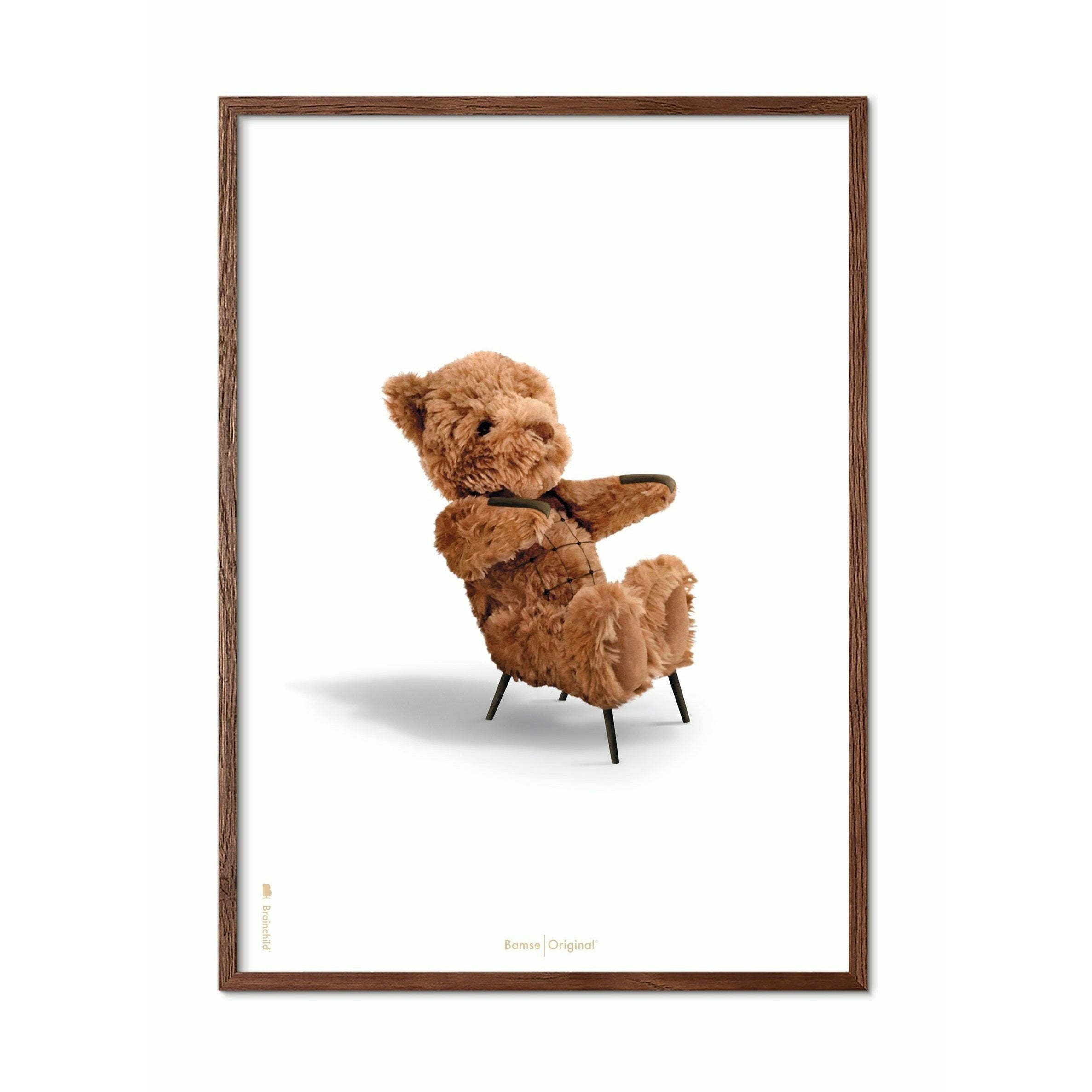 Pomysny plakat Teddy Bear, rama wykonana z ciemnego drewna 30x40 cm, białe tło