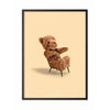Pomysny plakat Teddy Bear, rama w czarnym lakierowanym drewnie A5, tło w kolorze piasku