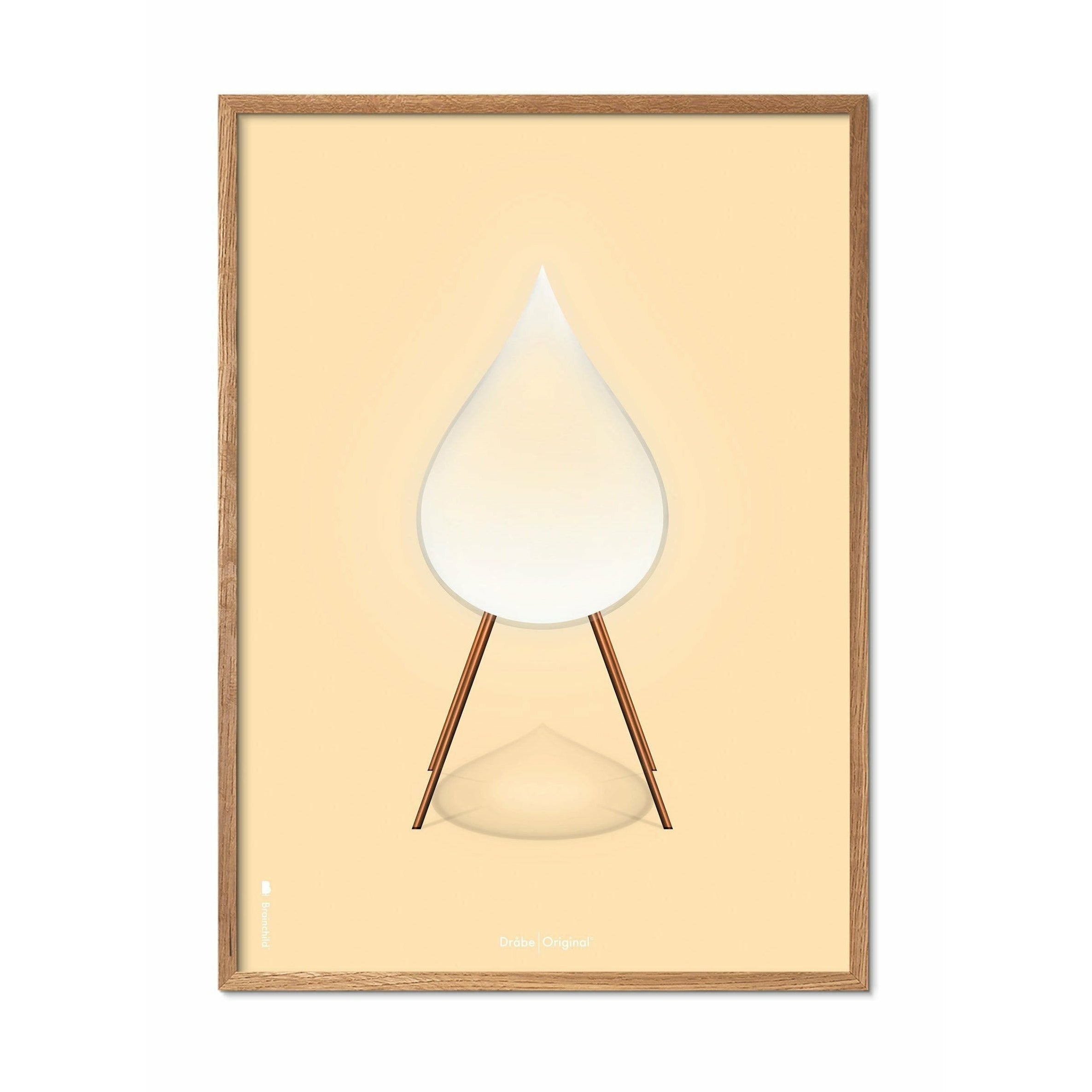 Brainchild Drop Classic Poster, Frame Made Of Light Wood 50x70 Cm, Sand Colored Background