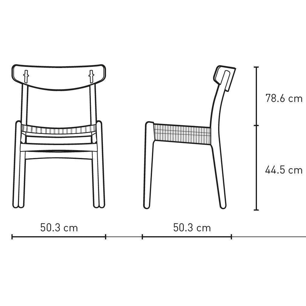 Krzesło Carl Hansen CH23, naoliwione orzech/naturalny sznur/dąb Ramka