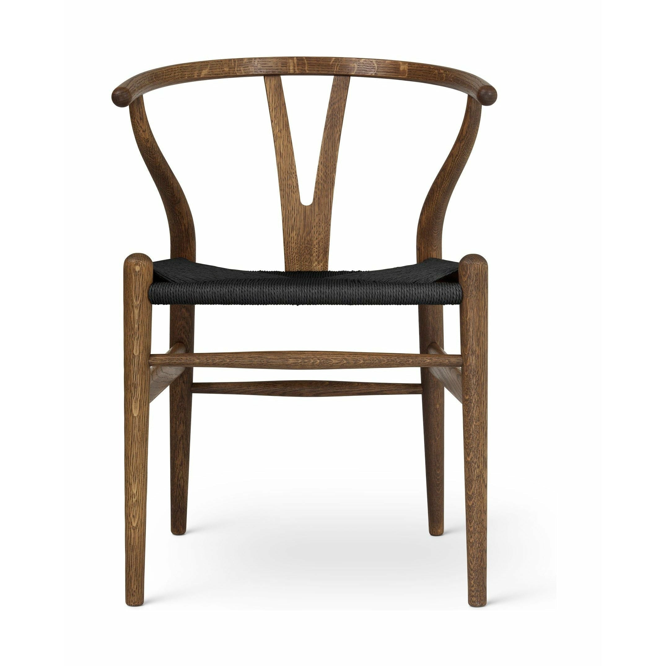 Carl Hansen CH24 Wishbone krzesło dębowe olej w kolorze dymu, czarny papierowy przewód