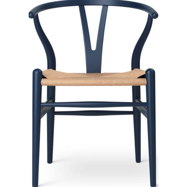 Carl Hansen CH24 Wishbone krzesło Bukowe Edycja Specjalna, naturalny sznur/miękki niebieski