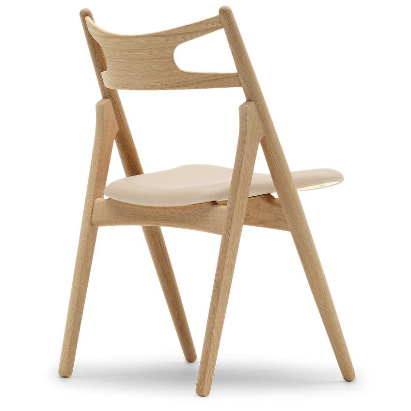 Carl Hansen CH29 P krzesło, naoliwiona skóra dębowa/beżowa