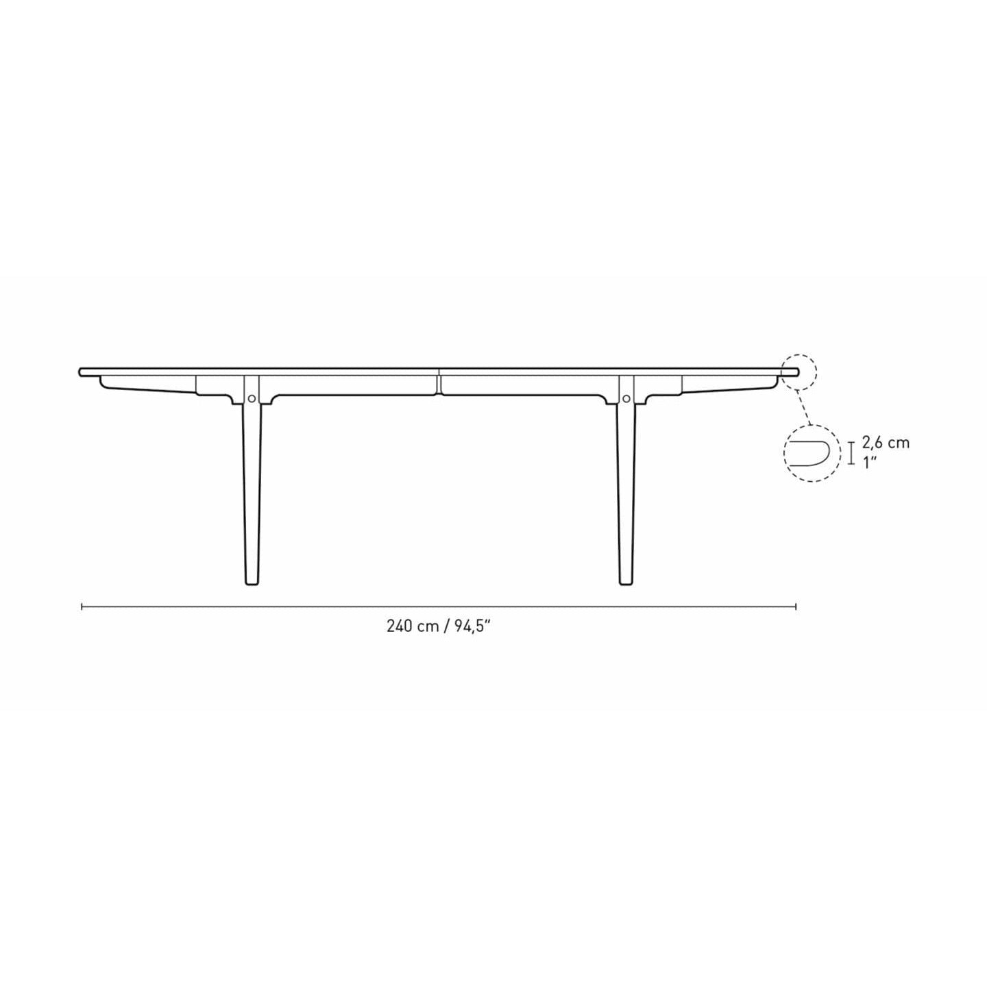 Stół jadalny Carl Hansen CH339 zaprojektowany dla 2 wyciągniętych talerzy, dębowych naoliwia