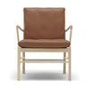 Carl Hansen OW149 Kolonialne krzesło, dębowy dąb/ciemnobrązowa skóra