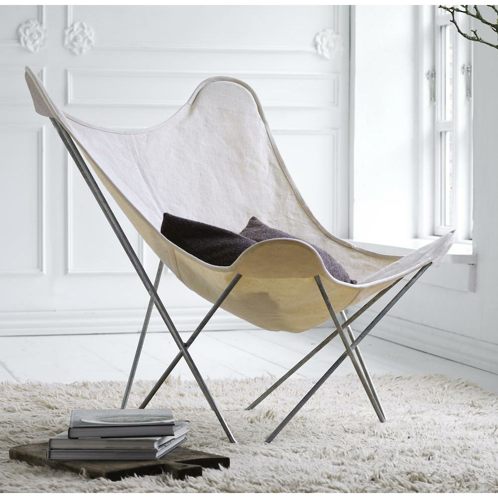 Cuero Cotton Canvas Mariposa krzesło, czarny z chromowaną ramą