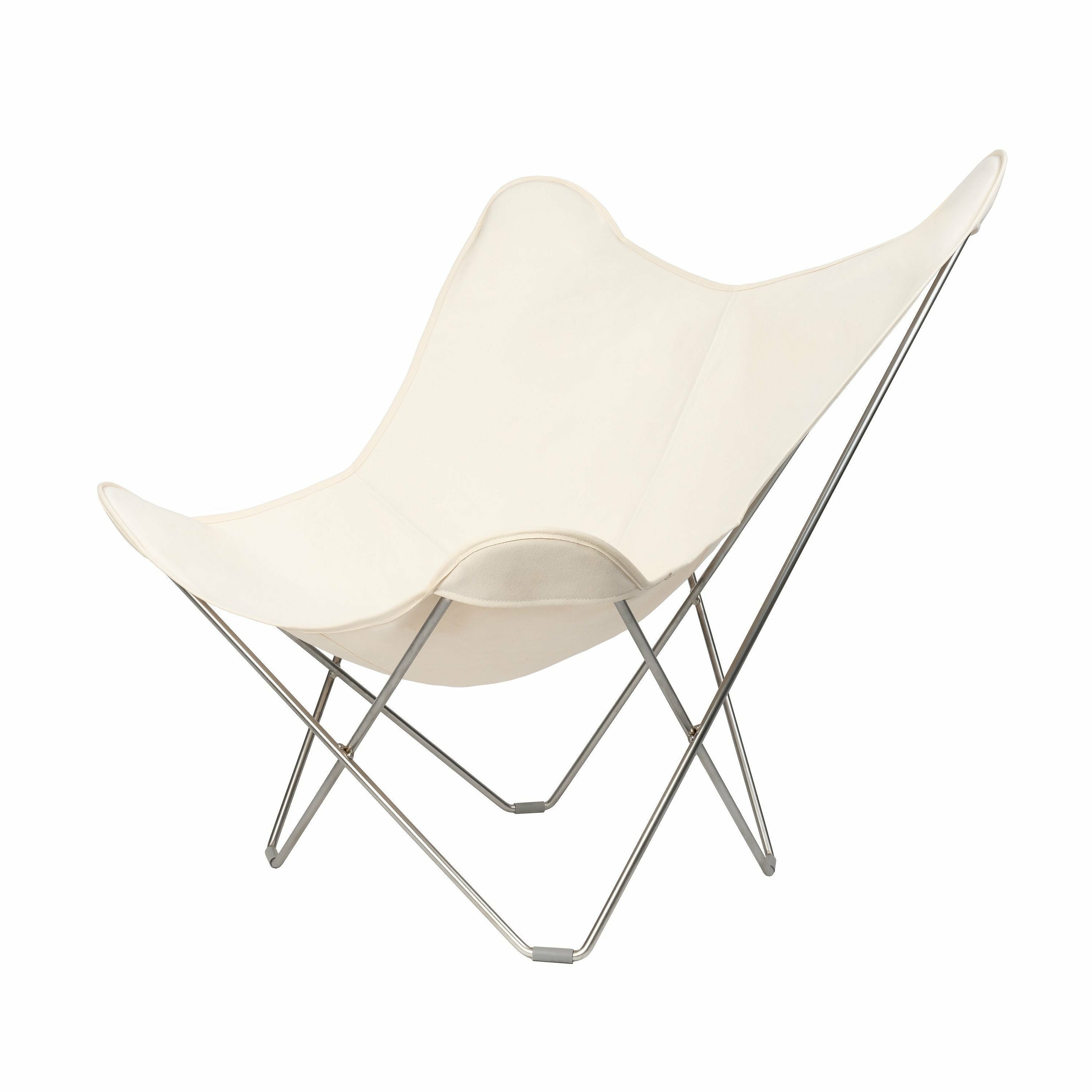 Cuero Cotton Canvas Mariposa krzesło, białe z chromowaną ramą