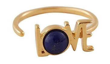 Listy projektowe Wielki Pierścień Love 18K Gold Plate, Lapis Lazuli Blue