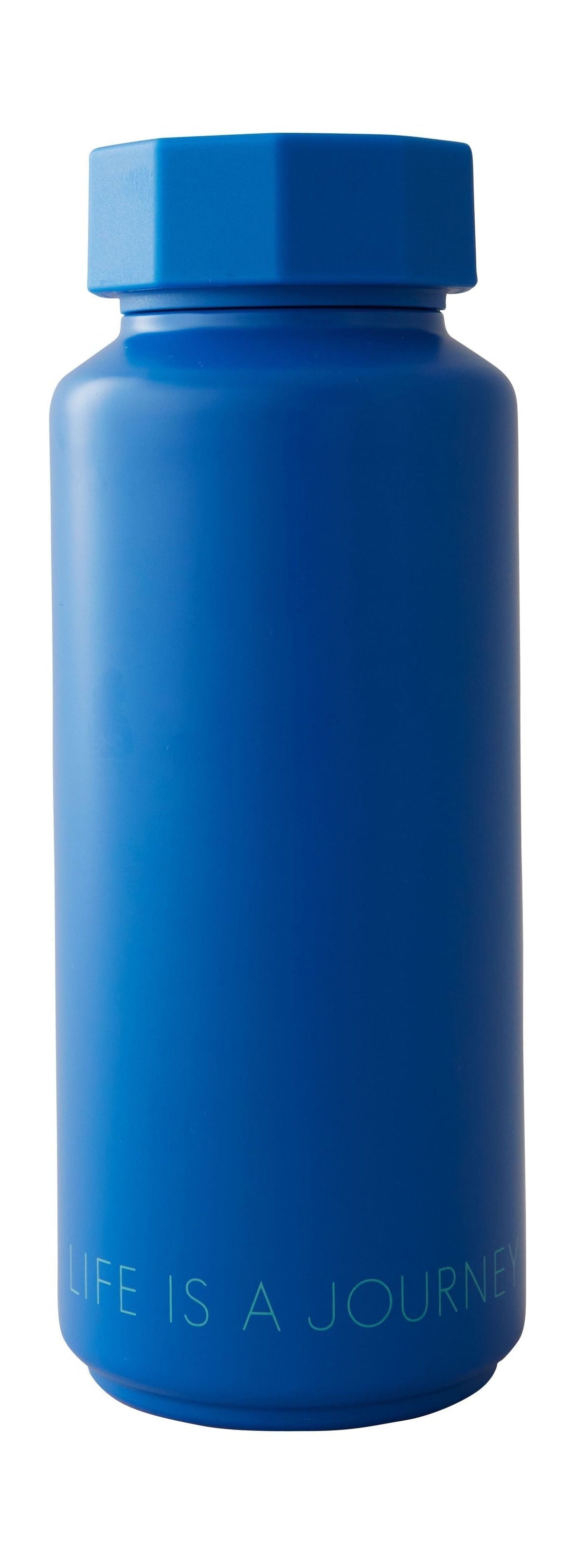 Projektuj litery ton na tonowej butelce termicznej, kobalt niebieski