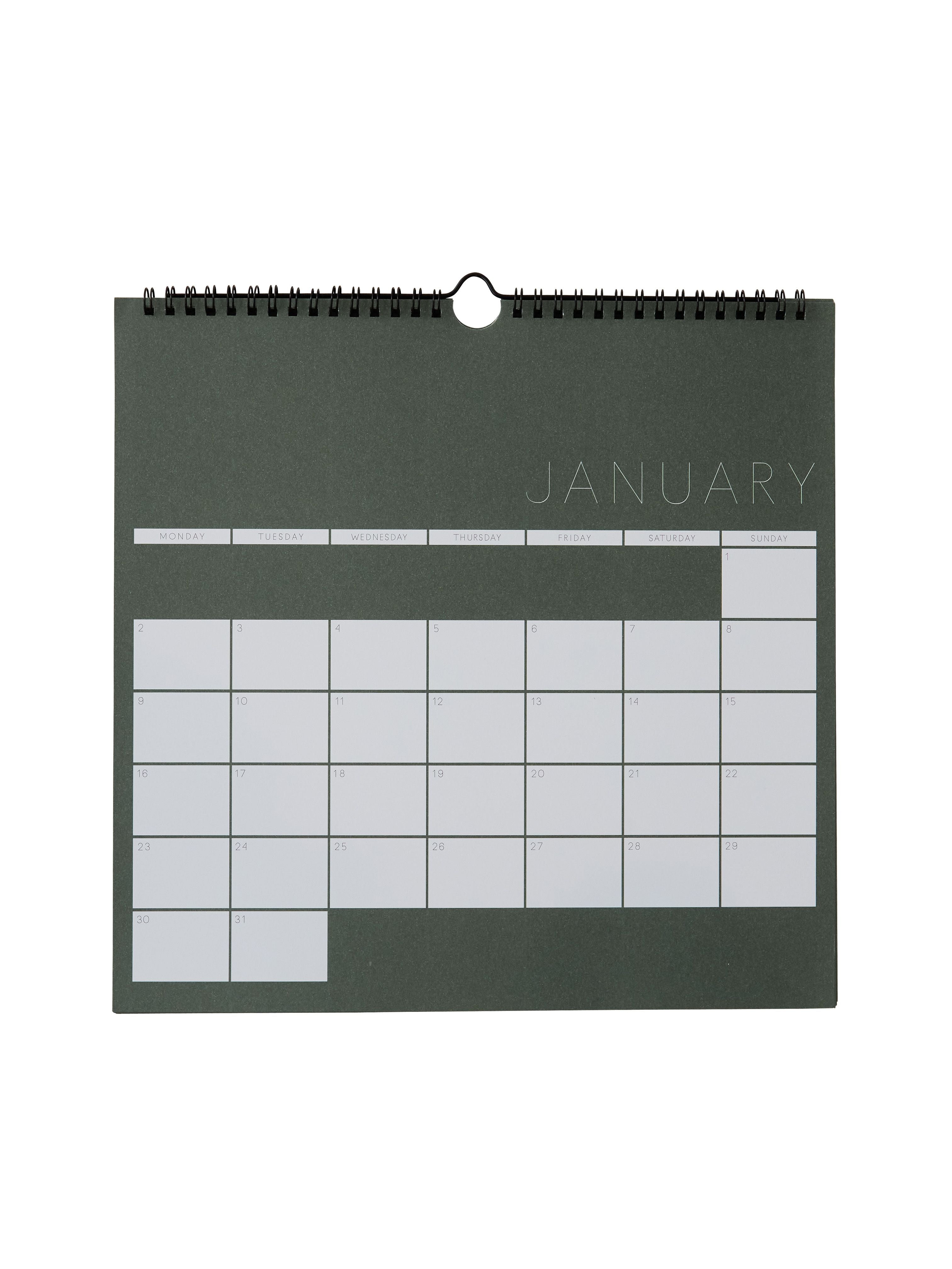 Kalendarz listy projektowej 2023, Myrtle Green
