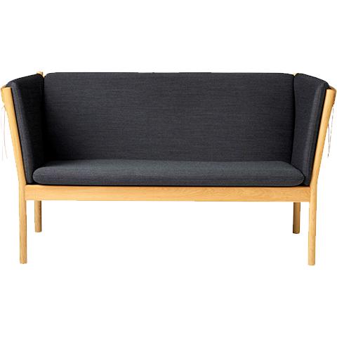 FDB Møbler J148 2 -osobowa sofa, dąb, ciemnoszary tkanina