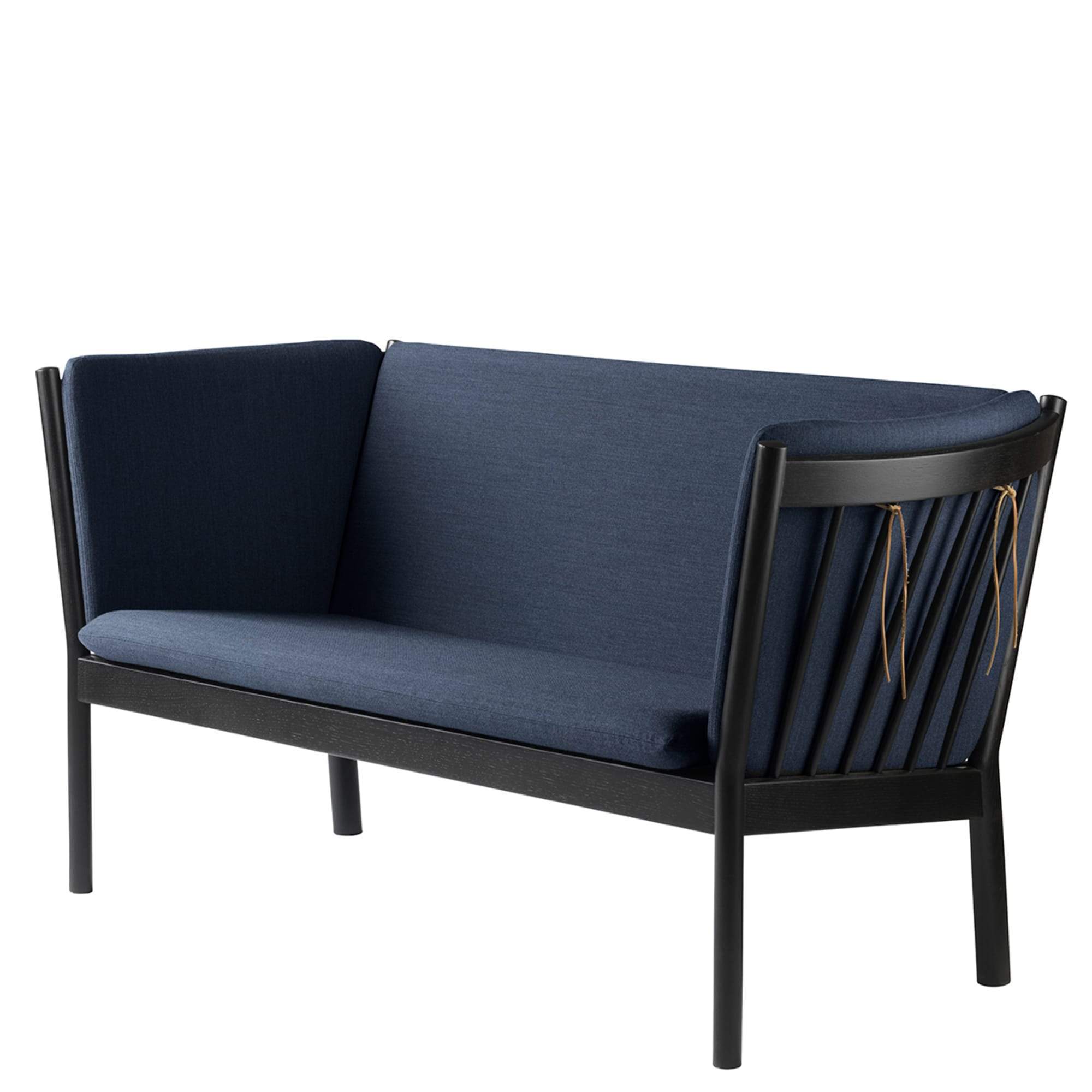 FDB Møbler J148 2 -osobowa sofa, czarny dąb, ciemnoniebieski materiał
