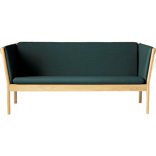 FDB Møbler J149 3 -osobowa sofa, dąb, ciemnozielona tkanina
