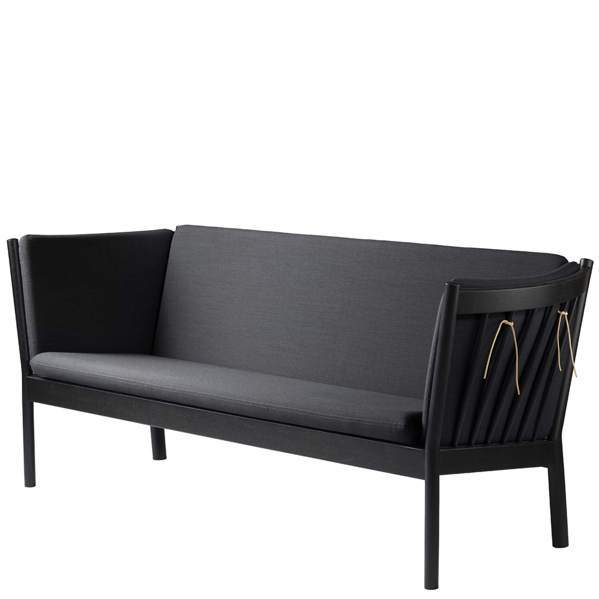 FDB Møbler J149 3 -osobowa sofa, czarny dąb, ciemnoszary tkanina