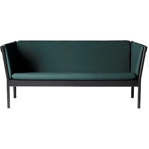 FDB Møbler J149 3 -osobowa sofa, czarny dąb, ciemnozielona tkanina