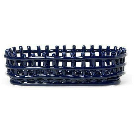 Ferm Living Ceramic Basket Oval, Blue