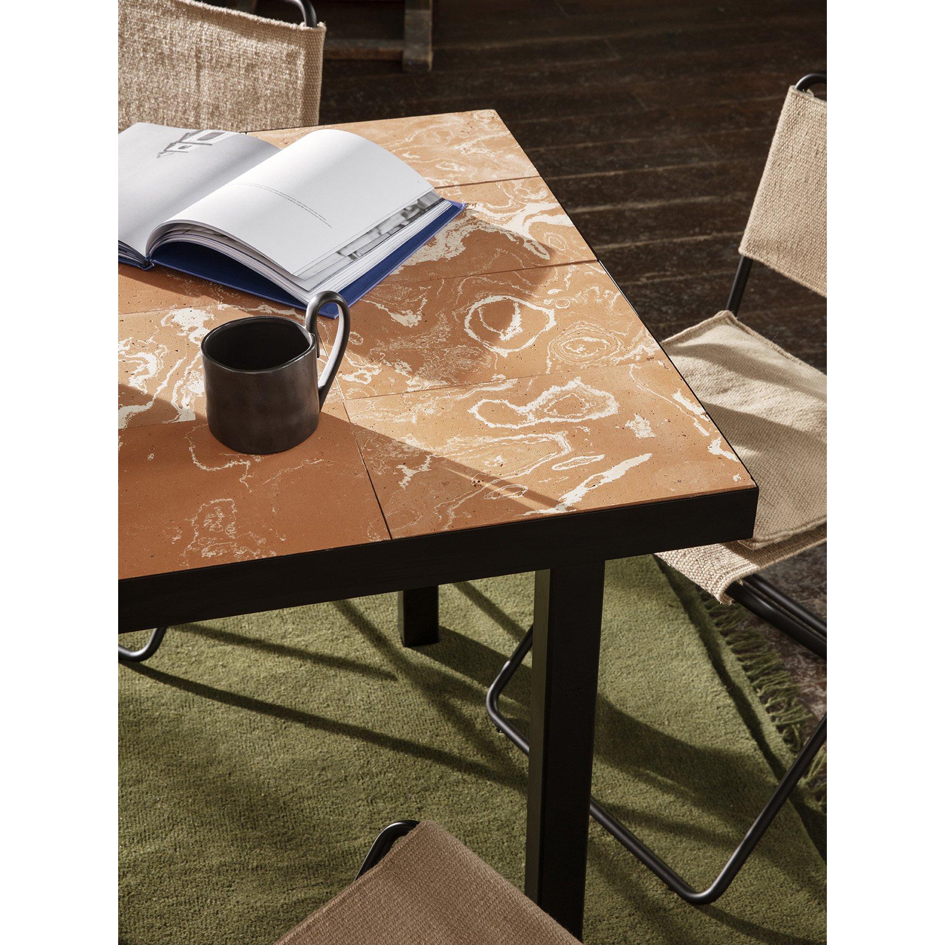 Ferm Living Flod Tiles Cafe Table, Terracotta/Black