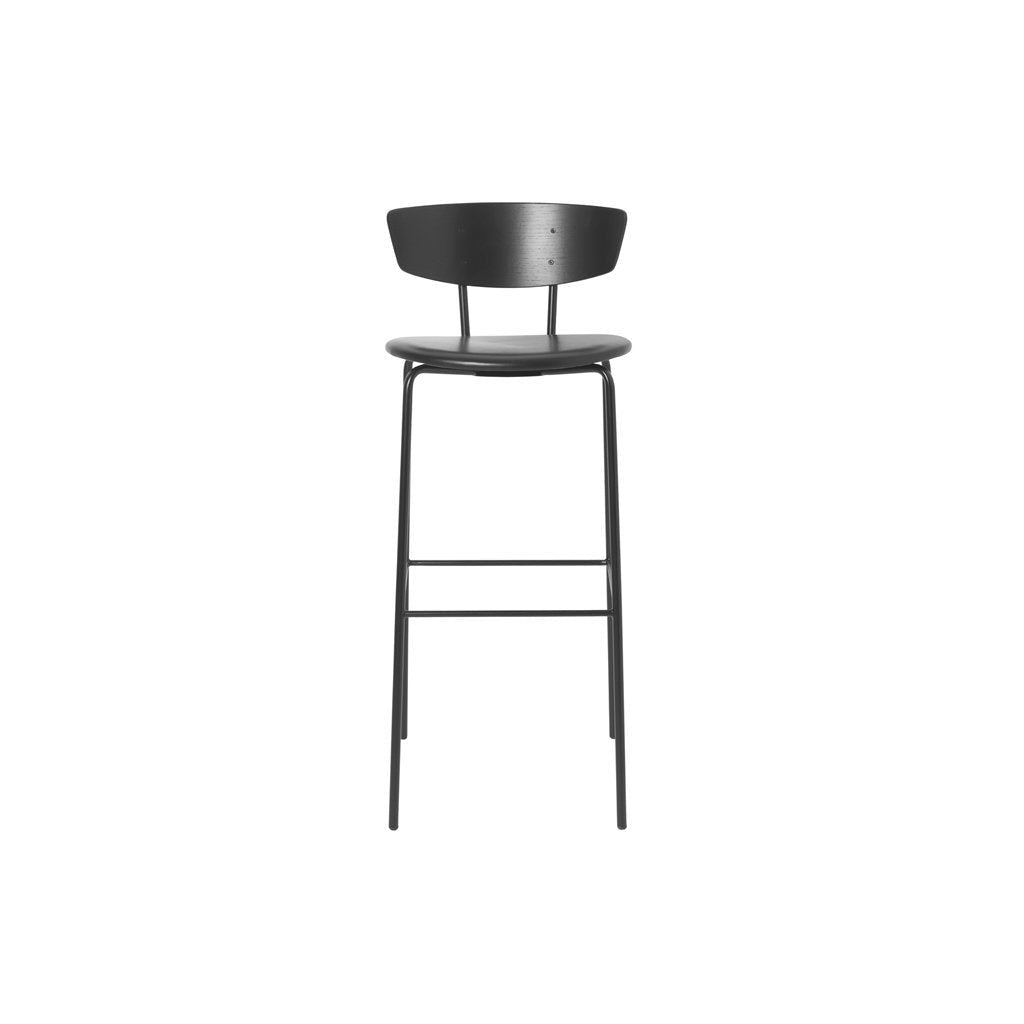 Żywe krzesło barowe Herman czarna/czarna skóra, wysoka