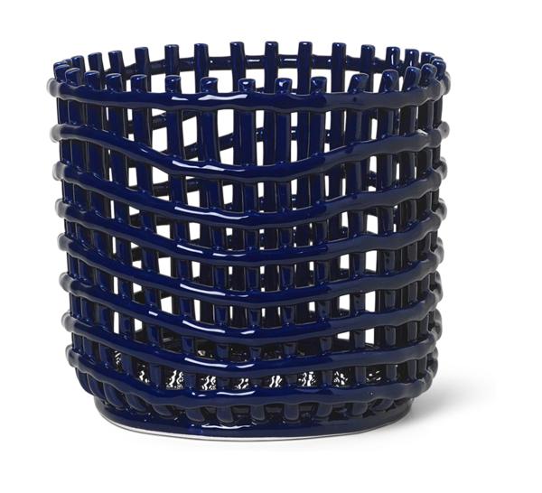 Ferm Living Ceramic Basket duży niebieski