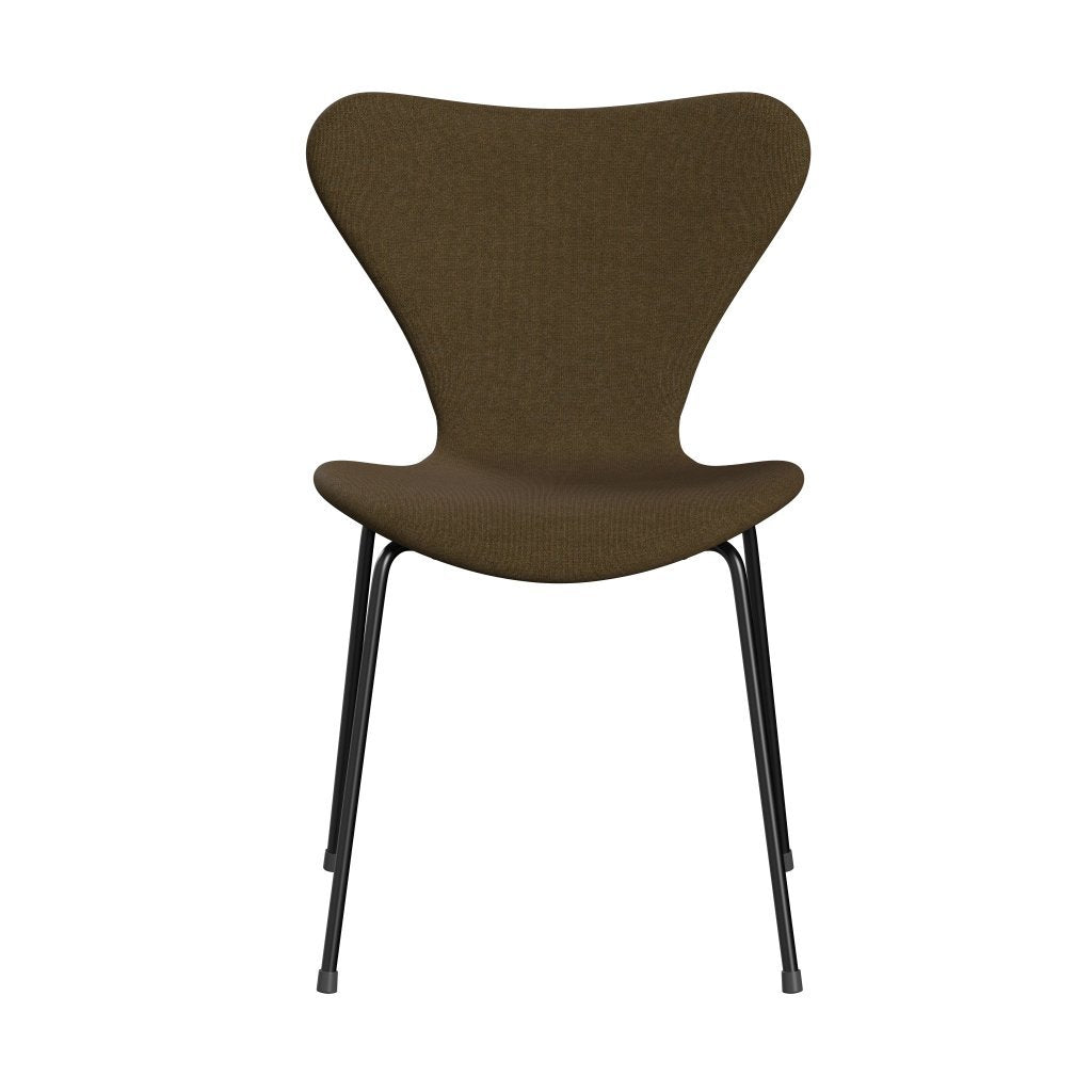 Fritz Hansen 3107 krzesło pełne tapicerka, czarny/płótno jesienny beż