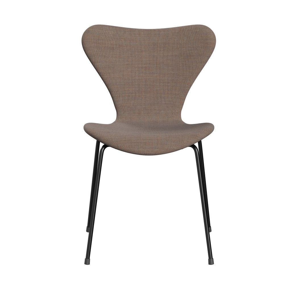 Fritz Hansen 3107 krzesło pełne tapicerka, czarny/płótno szary piasek