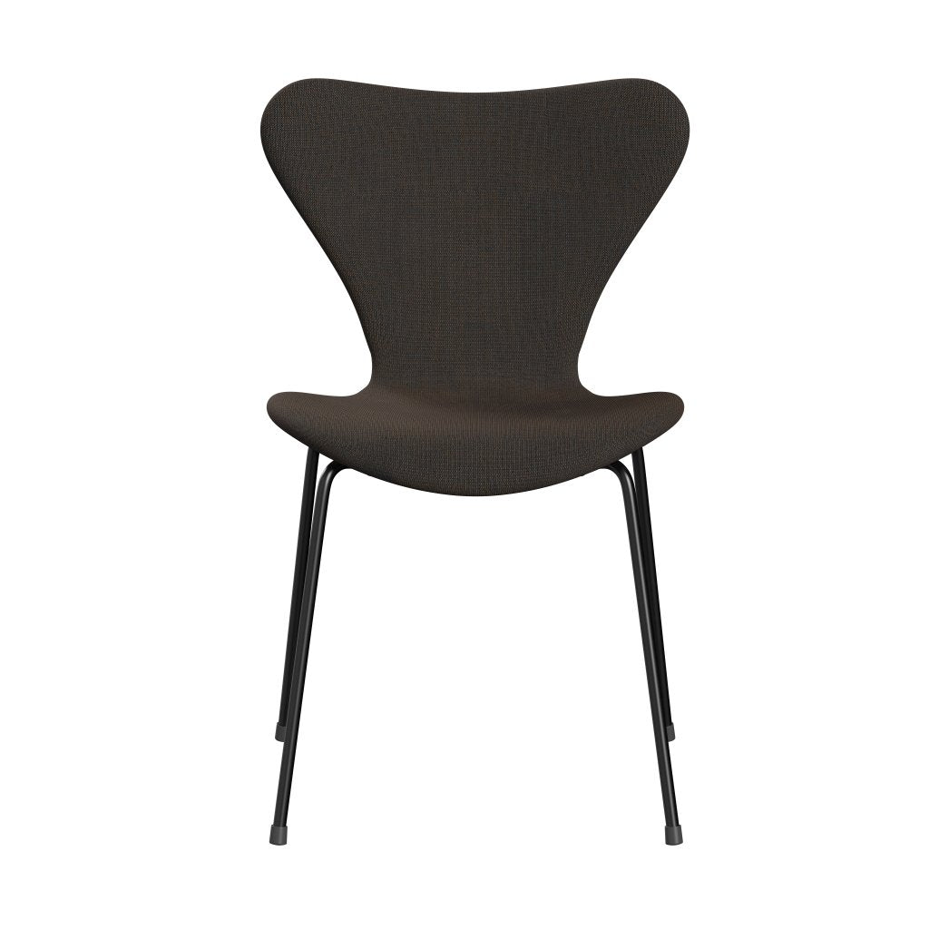 Fritz Hansen 3107 krzesło pełne tapicerka, czarny/płótno szary