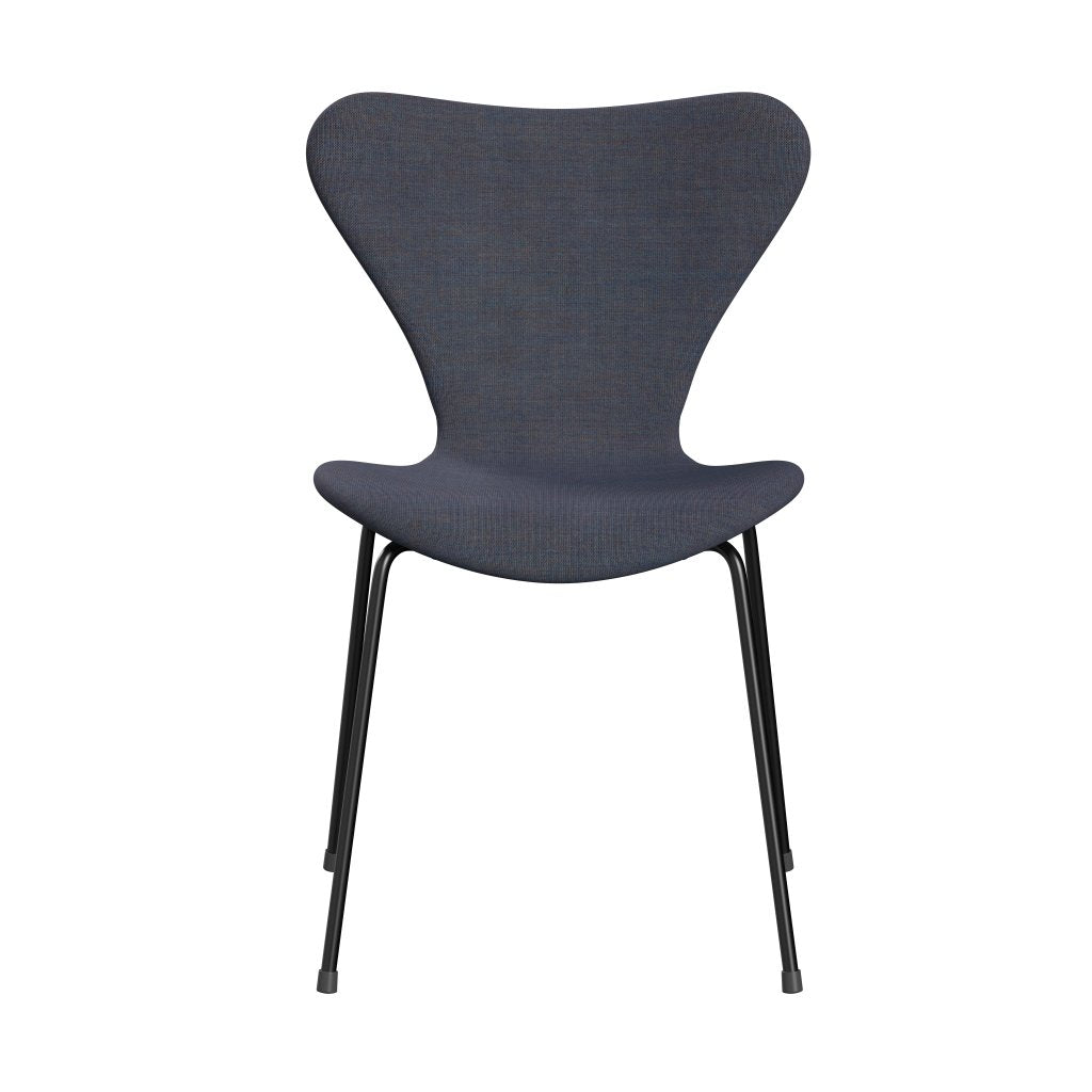 Fritz Hansen 3107 Krzesło pełna tapicerka, czarny/płótno jasnoniebieski (CA0734)