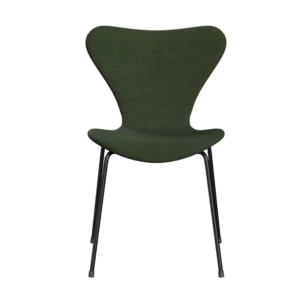 Fritz Hansen 3107 Chair Full Upholstery, Black/Canvas Light Green/Blue