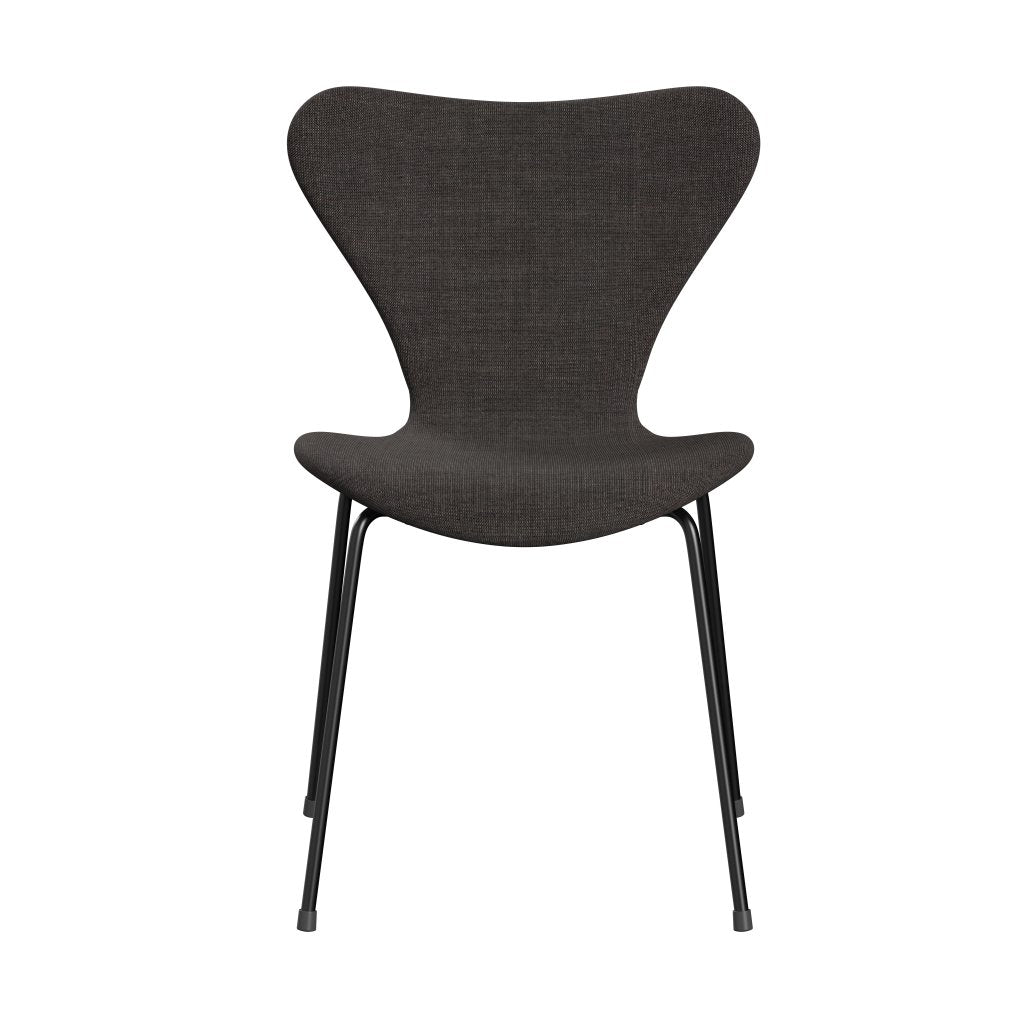 Fritz Hansen 3107 krzesło pełne tapicerka, czarny/płótno ciemnoszary