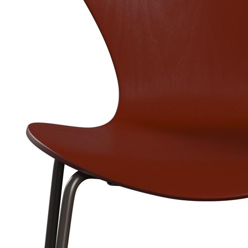 Fritz Hansen 3107 Krzesło niezapicerowane, brązowy brąz/barwiony popiół wenecki czerwony
