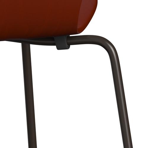 Fritz Hansen 3107 Krzesło niezapicerowane, brązowy brąz/barwiony popiół wenecki czerwony