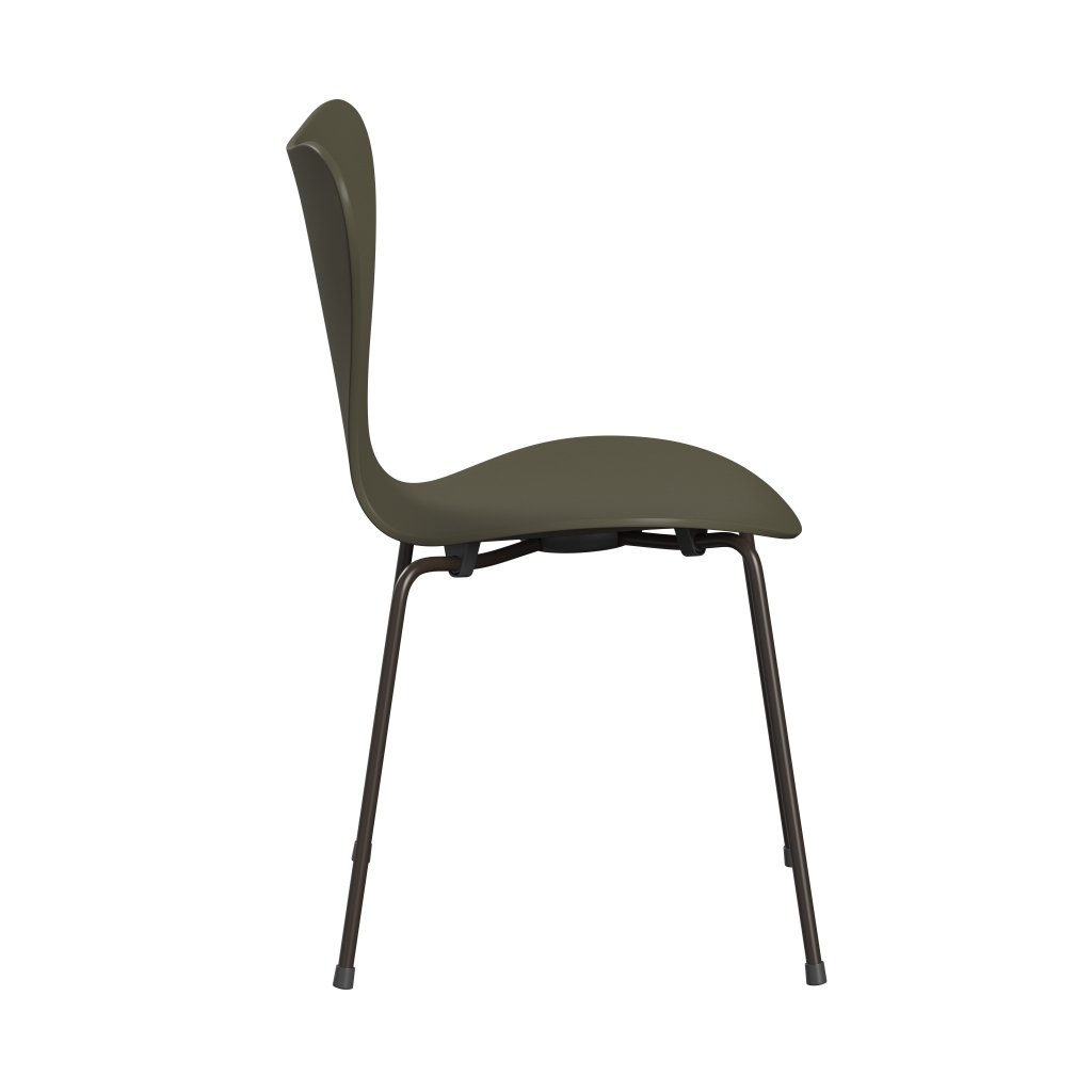 Fritz Hansen 3107 Krzesło niezapicerowane, brązowy brąz/lakierowany oliwkowy zielony