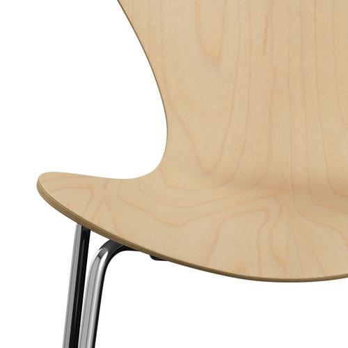 Fritz Hansen 3107 Krzesło niezapicerowane, Chrome/Maple Sorter Natural