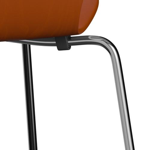 Fritz Hansen 3107 Krzesło niezapicerowane, Chrome/Dyed Ash Paradise Orange