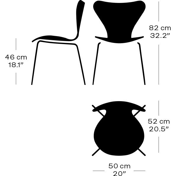 Fritz Hansen 3107 Krzesło niezapicerowane, dziewięć szarego/popiołowego forniru naturalnego