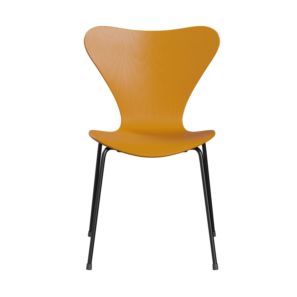 Fritz Hansen 3107 Krzesło niezapicerowane, czarny/barwiony popiół spalony żółty